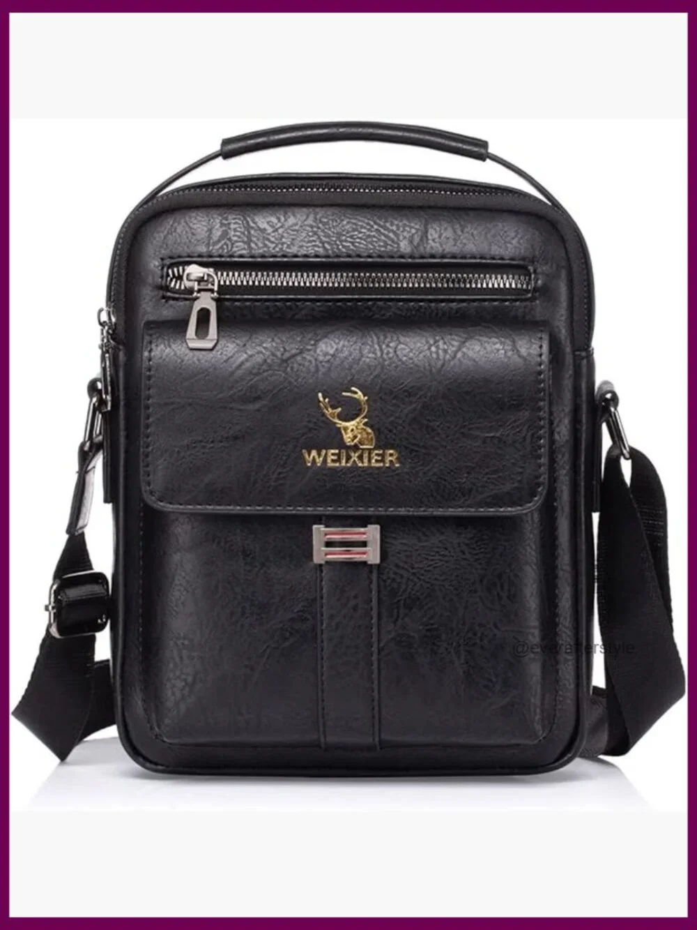 PU Leather Messenger Bag Crossbody Shoulder Bag Vintage with Zipper